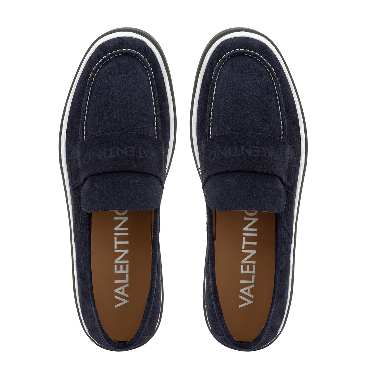 VALENTINO Mocassino Sail Suede Sabbia Blu 2929