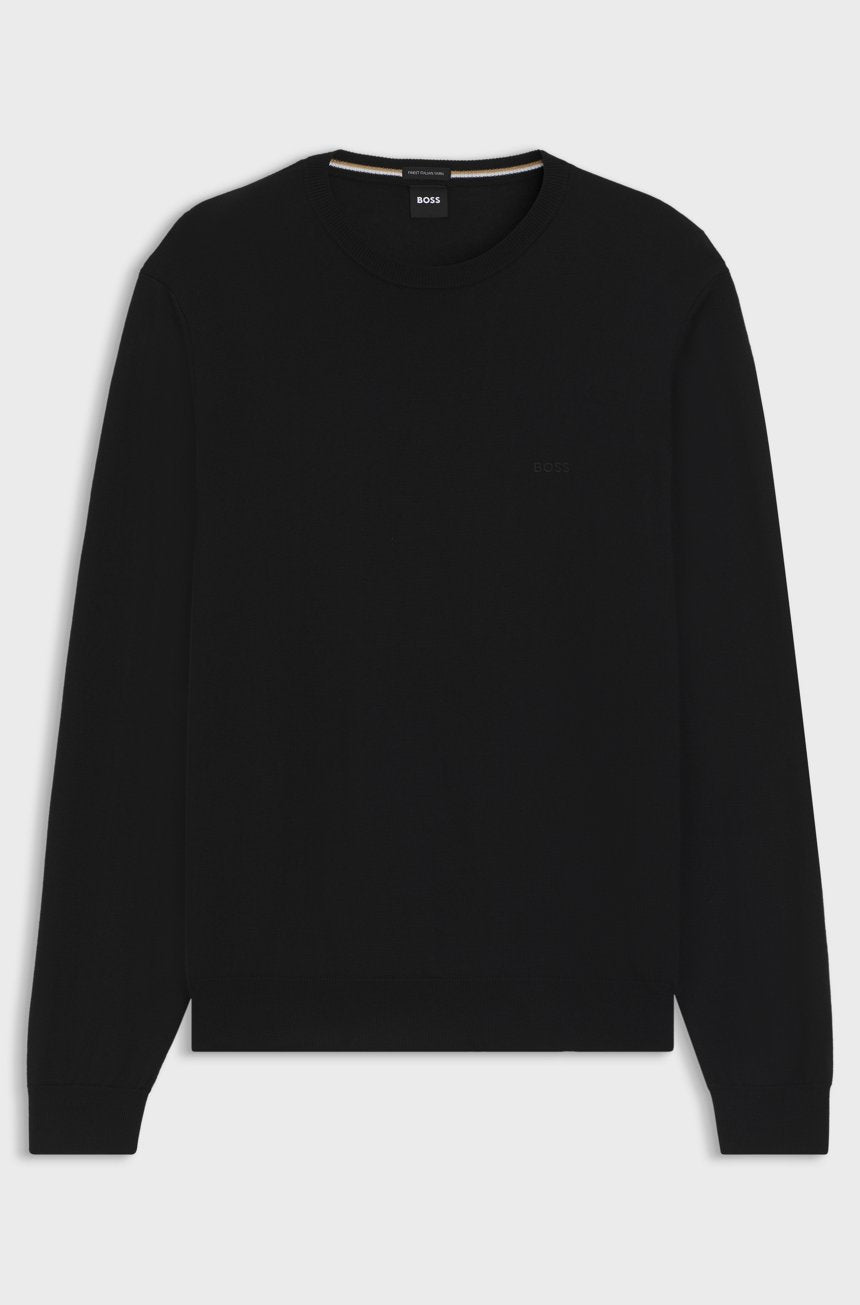 BOSS - MAGLIONE REGULAR FIT IN LANA VERGINE CON LOGO RICAMATO 2511