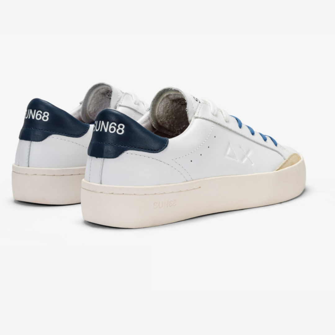 Scarpa SUN68 in Pelle Bianco/Blu Navy per la Città