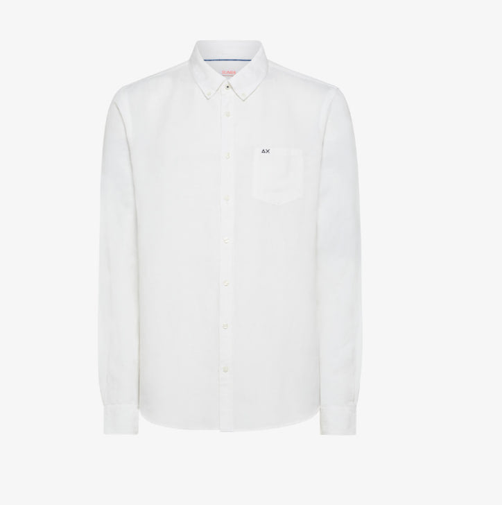 Camicia SUN68 in Lino a Maniche Lunghe con Bottoni