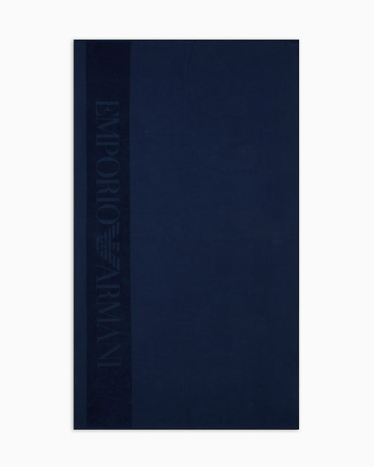 EMPORIO ARMANI - TELO MARE TRAMA WAFFLE CON LOGO JACQUARD 2704