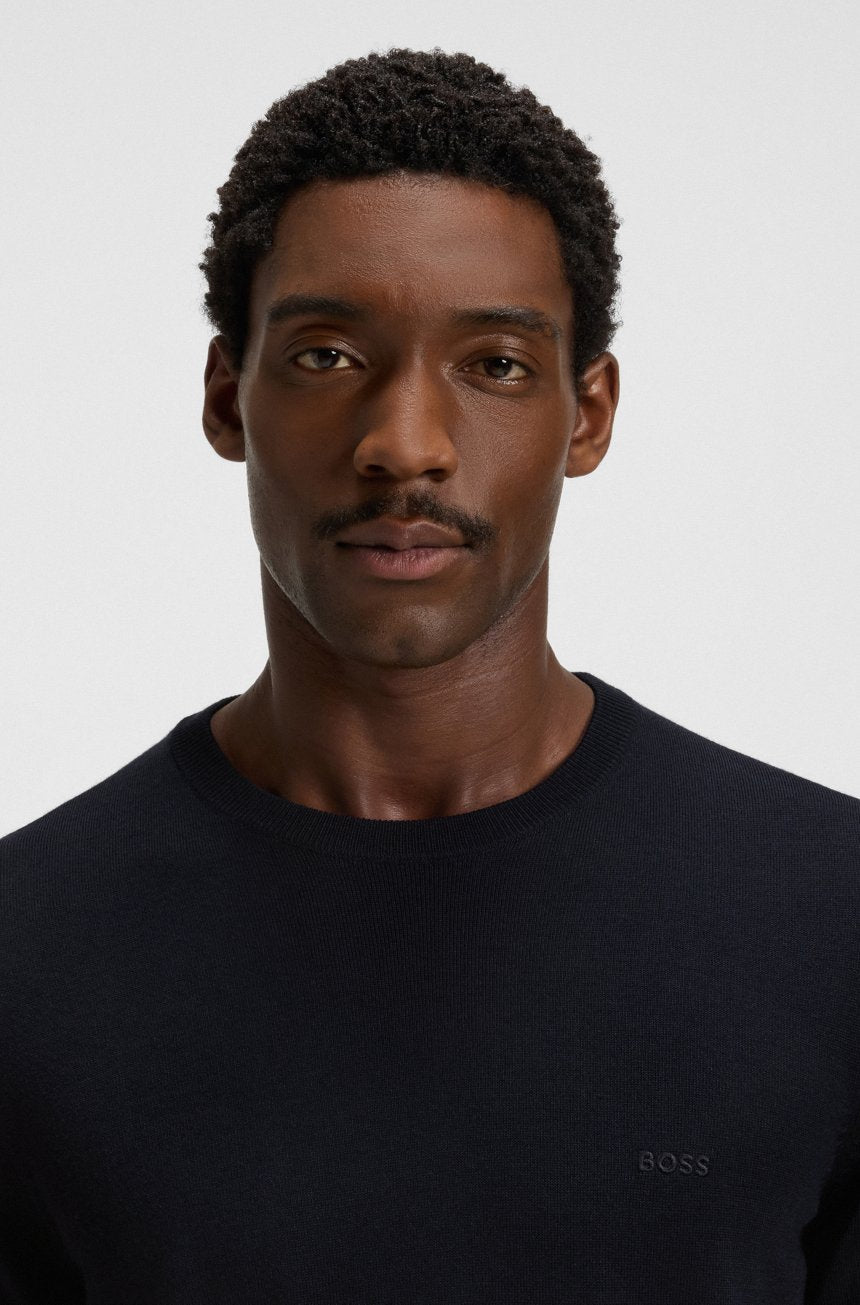 BOSS - MAGLIONE REGULAR FIT IN LANA VERGINE CON LOGO RICAMATO 2511