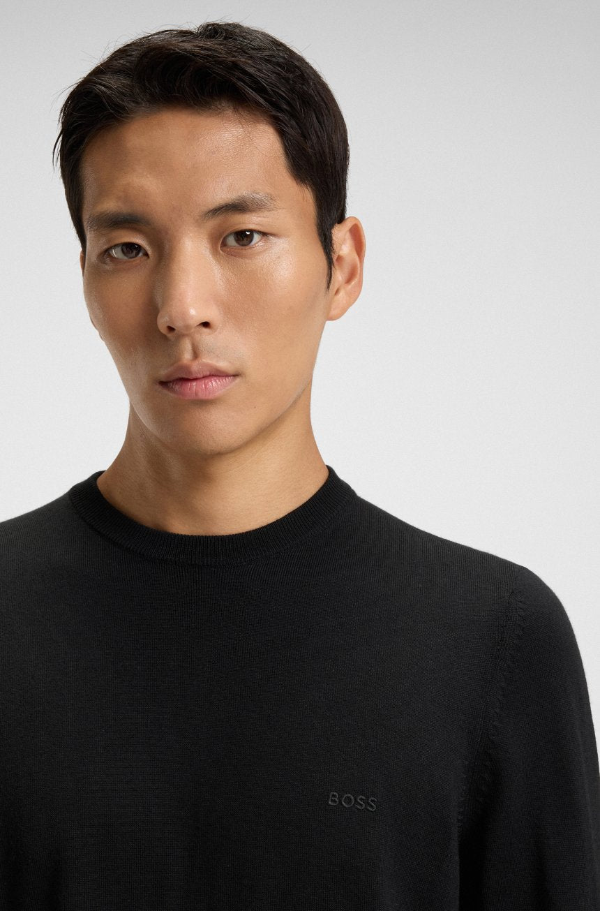 BOSS - MAGLIONE REGULAR FIT IN LANA VERGINE CON LOGO RICAMATO 2511