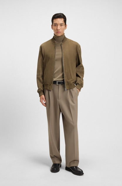 HUGO BOSS GIUBBOTTO REGULAR FIT IN PELLE SCAMOSCIATA 2519