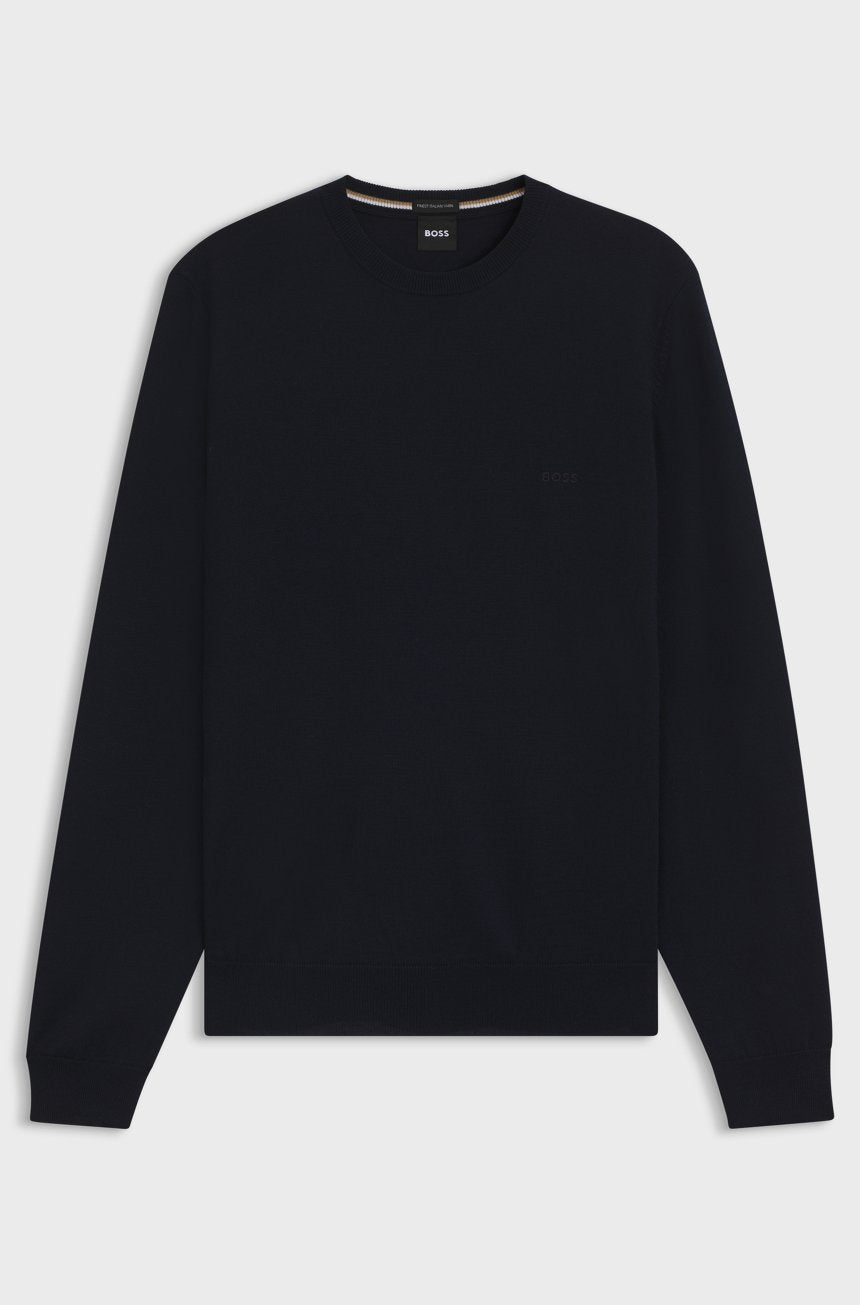 BOSS - MAGLIONE REGULAR FIT IN LANA VERGINE CON LOGO RICAMATO 2511