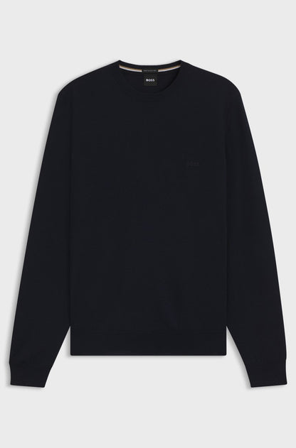 BOSS - MAGLIONE REGULAR FIT IN LANA VERGINE CON LOGO RICAMATO 2511