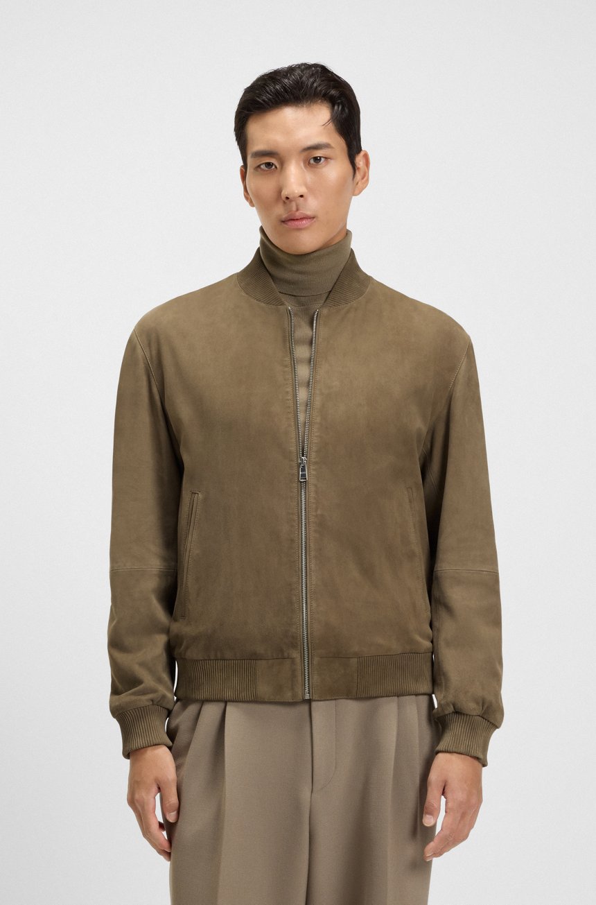 HUGO BOSS GIUBBOTTO REGULAR FIT IN PELLE SCAMOSCIATA 2519