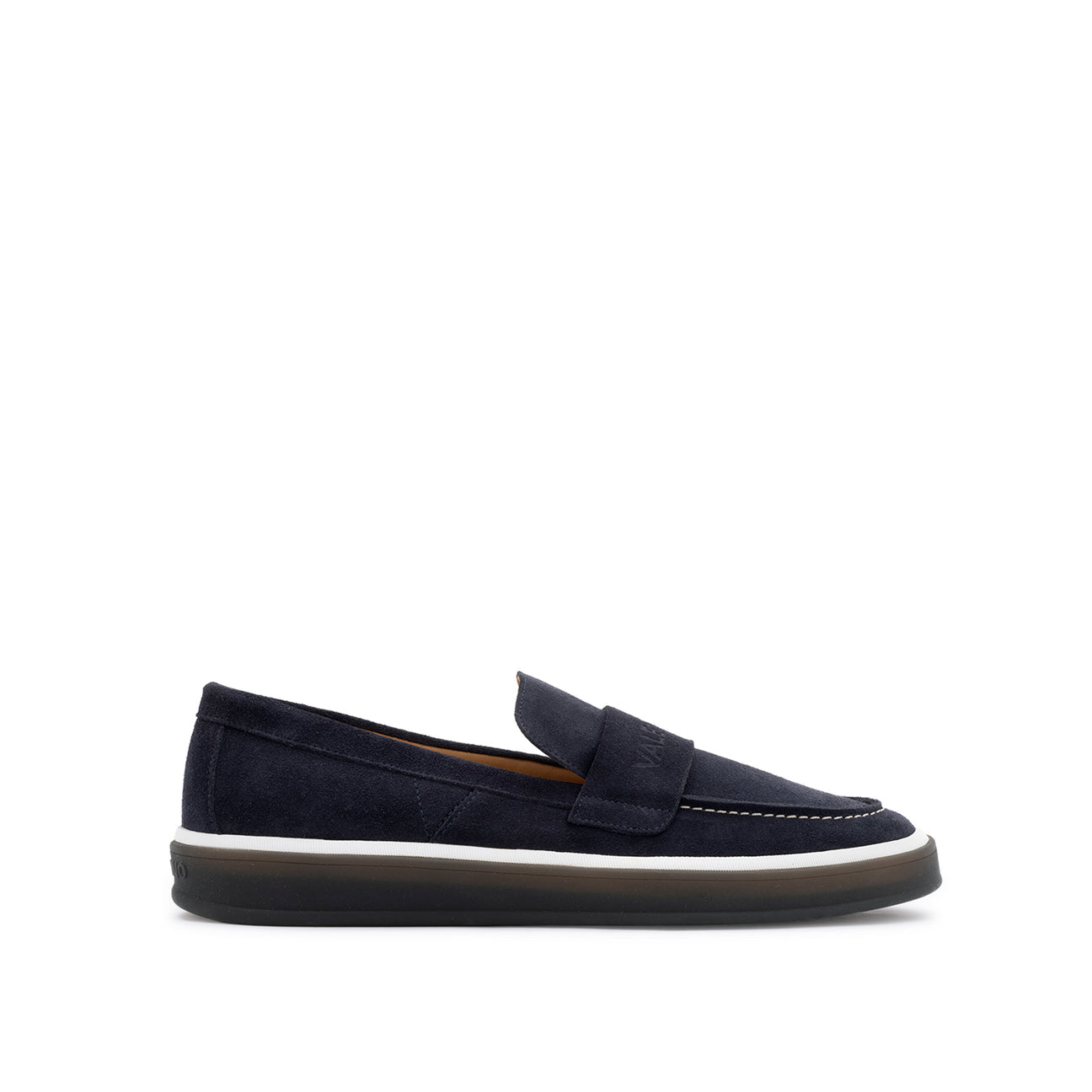 VALENTINO Mocassino Sail Suede Sabbia Blu 2929