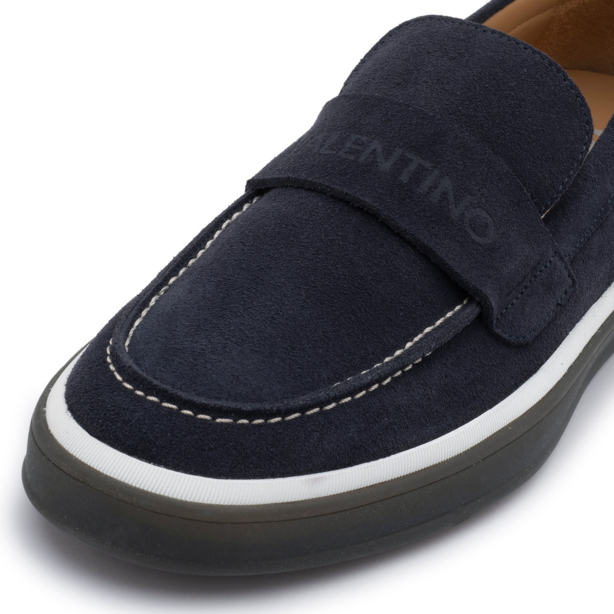 VALENTINO Mocassino Sail Suede Sabbia Blu 2929
