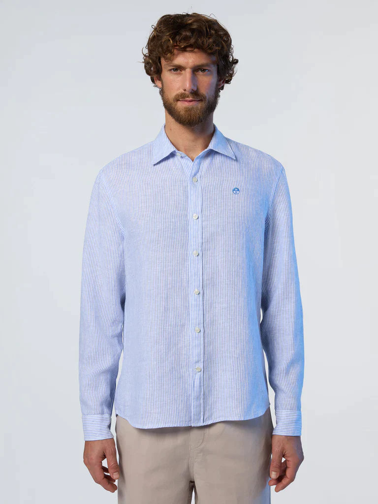 North Sails - Camicia a Righe in Lino per Uomo