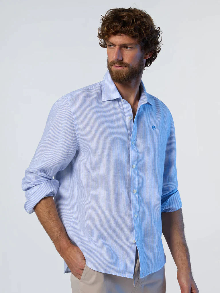 North Sails - Camicia a Righe in Lino per Uomo